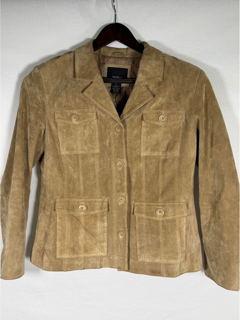 Mossimo Women’s XL Tan Genuine Suede Leather Jacket Y2K